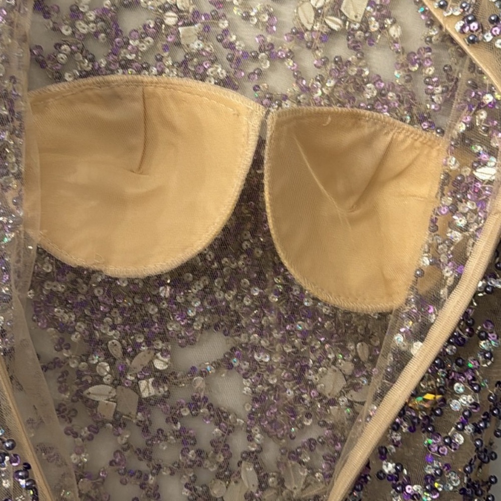 Jovani Lavender Sequin Long Sleeve Mini Dress - Picture 7 of 7